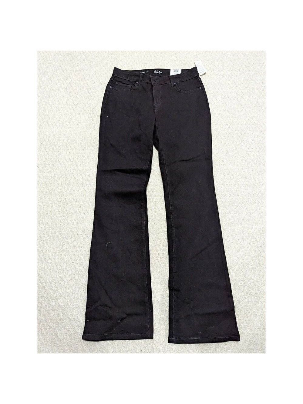Style & Co Womens Curvy Fit Low Rise Bootleg Pants Dark Wash Black Size 10L NWT